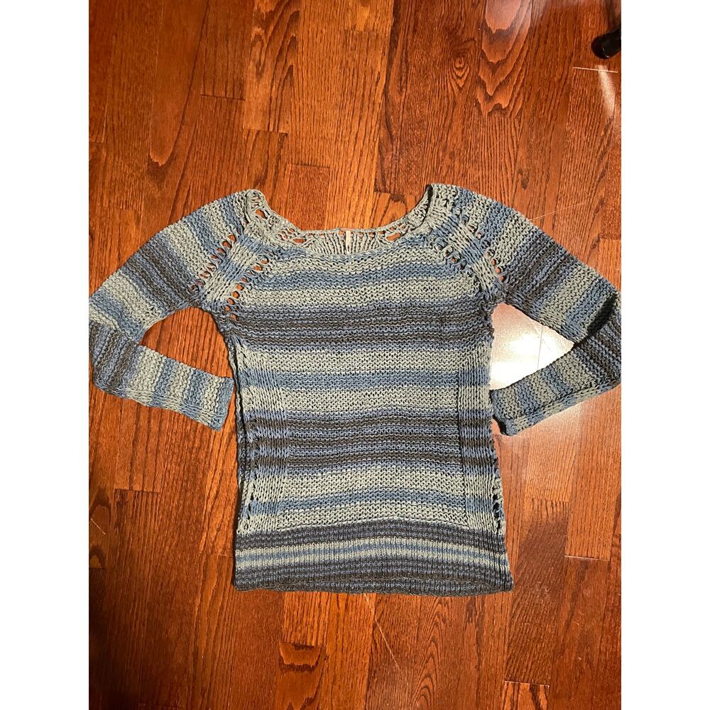 Free People Desert Moon Slouchy Striped Sweater Blue Size s